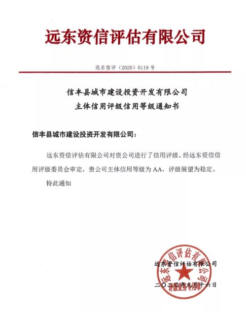 喜訊 信豐縣城投公司獲aa主體信用評級